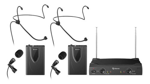 Sistema De 2 Micrófonos Inalambricos Vhf De Solapa | Wr-058
