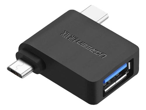 Adptador Compacto 2 En 1 Usb 3.0 A Micro Usb + Usb-c Ugreen