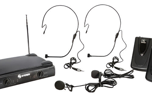 Sistema De 2 Micrófonos Inalambricos Vhf De Solapa | Wr-058