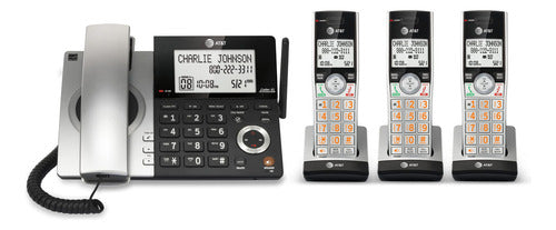 At&t Cl84307 Teléfono Inalámbrico Plateado Con 3 Auriculares - Excelente (Reacondicionado)