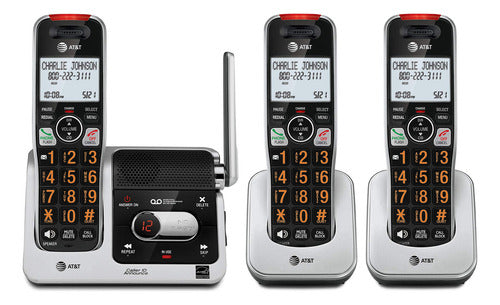 At&t Bl102-3 Dect 6.0 Teléfono Inalámbrico De 3 Auriculares