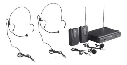 Sistema De 2 Micrófonos Inalambricos Vhf De Solapa | Wr-058