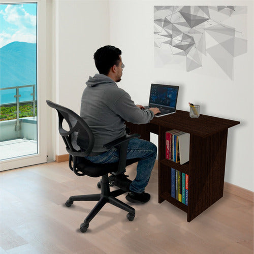 Escritorio De Oficina Listo Para Ensamblar Con Repisas Cafe