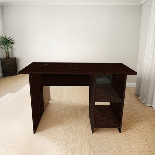 Escritorio De Oficina Listo Para Ensamblar Con Repisas Cafe