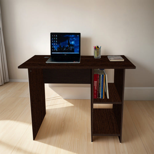 Escritorio De Oficina Listo Para Ensamblar Con Repisas Cafe