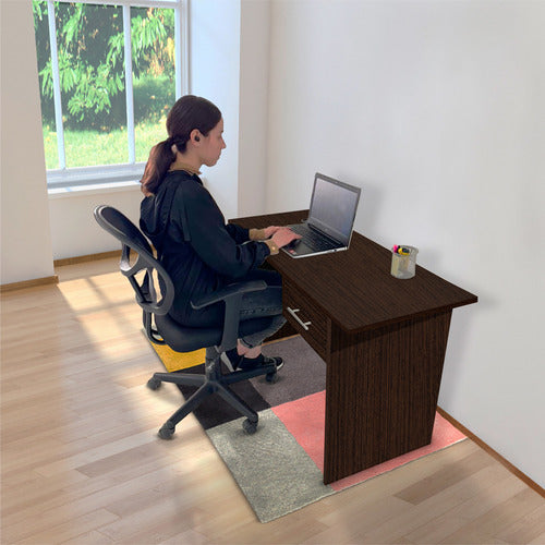 Escritorio De Oficina Listo Para Ensamblar Con Cajon, Cafe