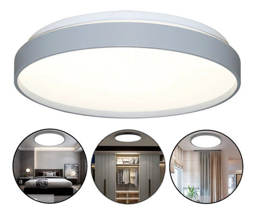 Lámpara De Techo Homefits Plafón Led 24w Gris 3000k