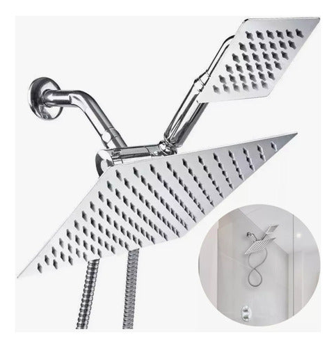 Juego Regaderas Cuadradas Lluvia Cabezal Fijo Y Ducha Manual