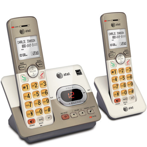 At&t - El52213 - Teléfono Inalámbrico Expandible Con 2 Auriculares, Sistema De Respuesta Y Teclas Retroiluminadas Extrag