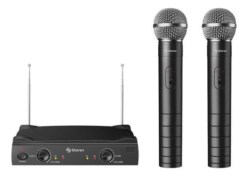 Sistema De 2 Micrófonos Inalámbricos Vhf | Wr-055 Color Negro